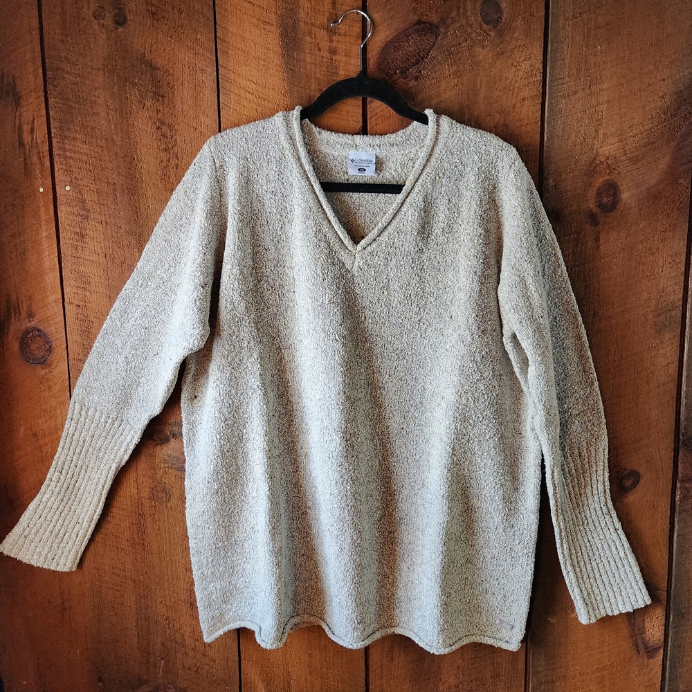 Columbia Cream V-Neck Sweater